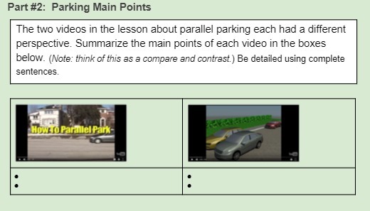 Part #2: Parking Main Points The two videos in