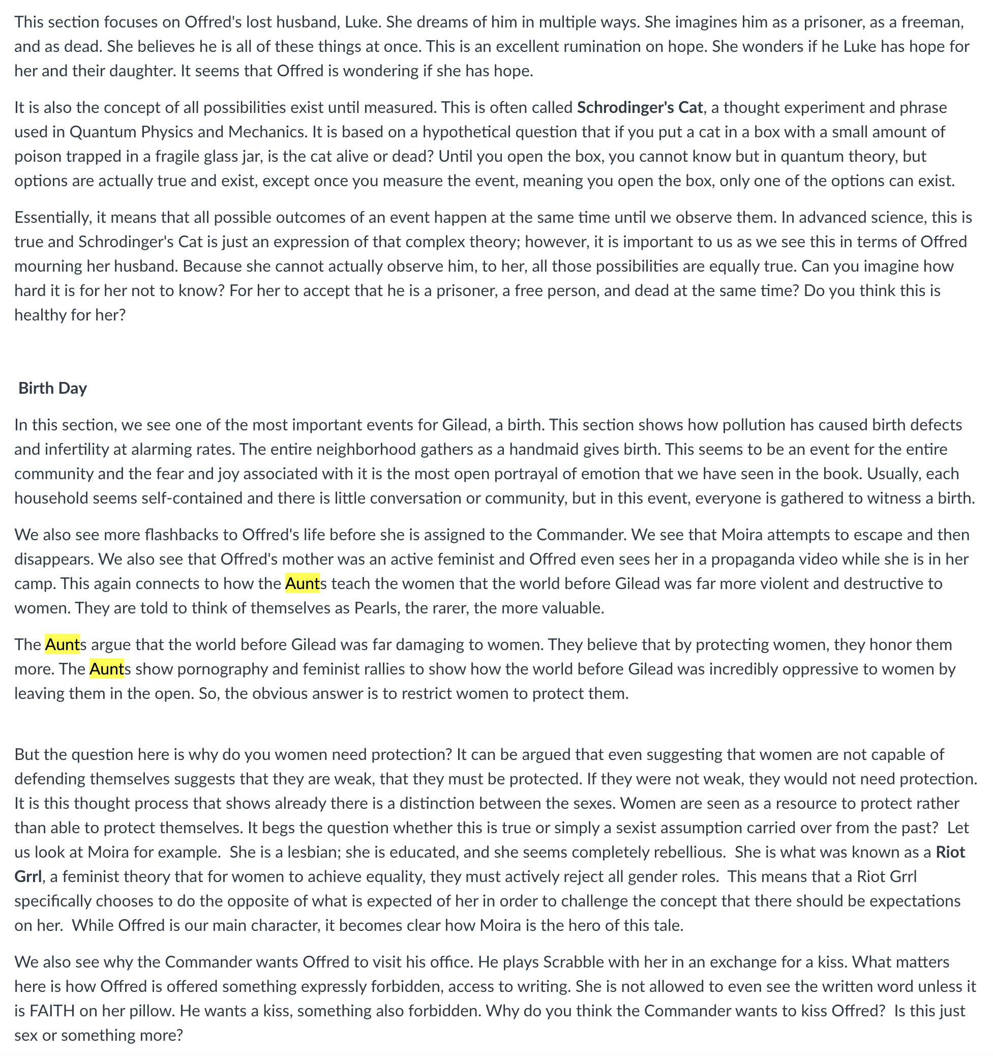 The Handmaid's Tale The question is about what