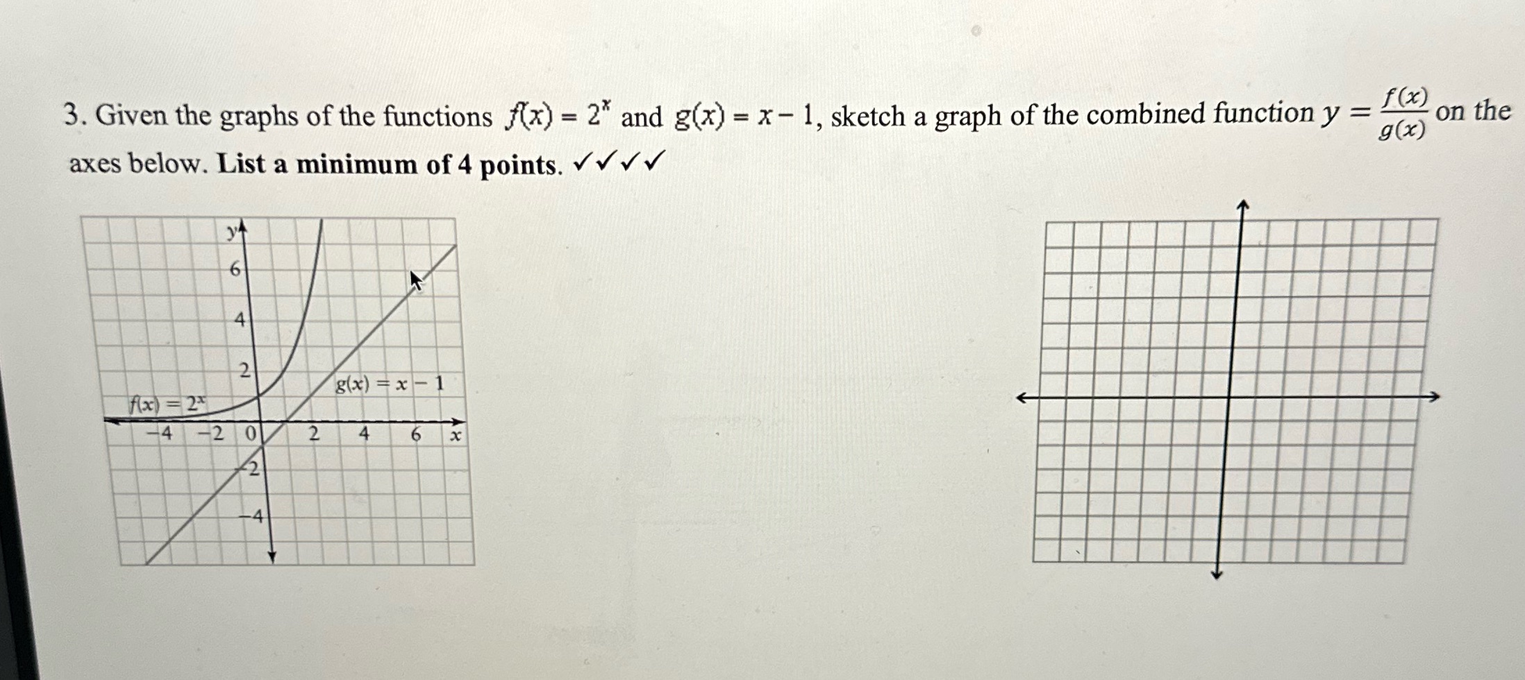 3. Given the graphs of the functions f(x) = 2"