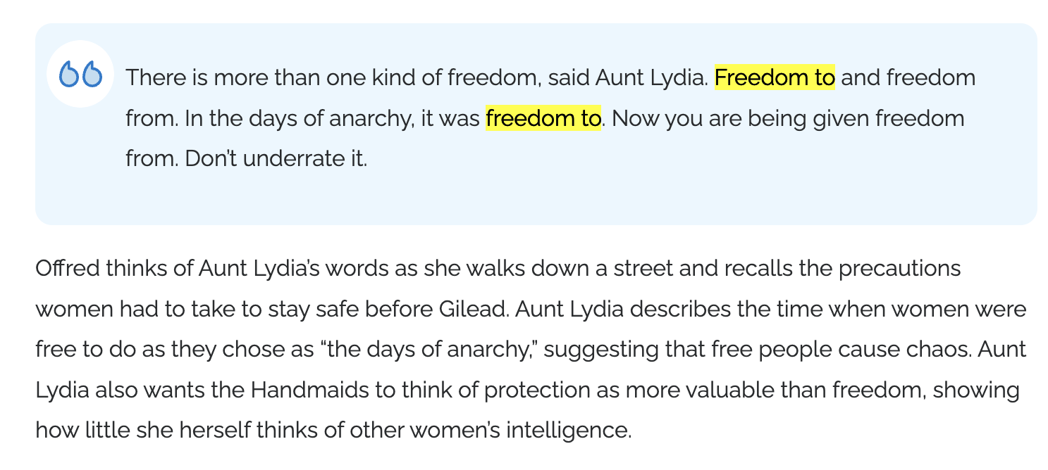 The Handmaid's Tale The question is about what