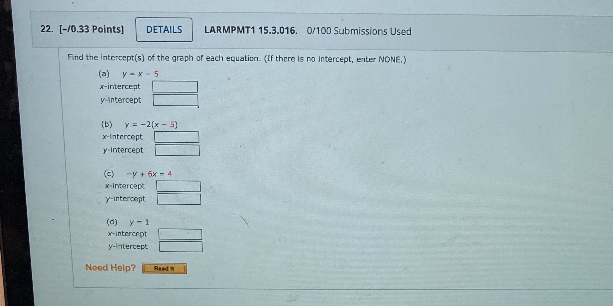 22. [-/0.33 Points] DETAILS LARMPMT1 15.3.016.