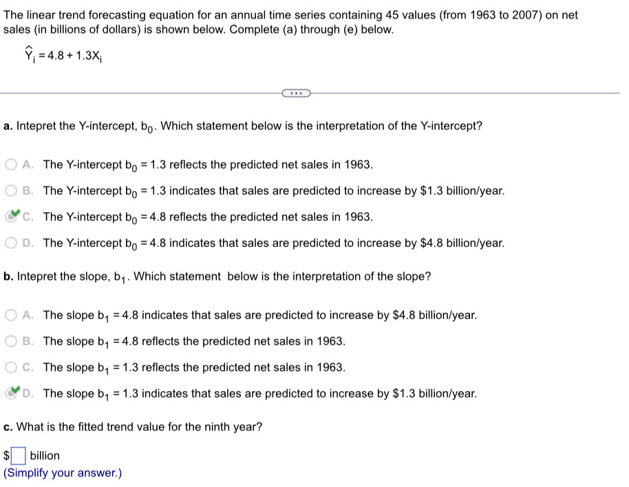 Help solving c please The iineartrend forecasting