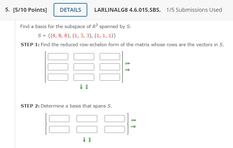 5. [5\"!!! Points] DETAILS LARLINALGS 45.015535.
