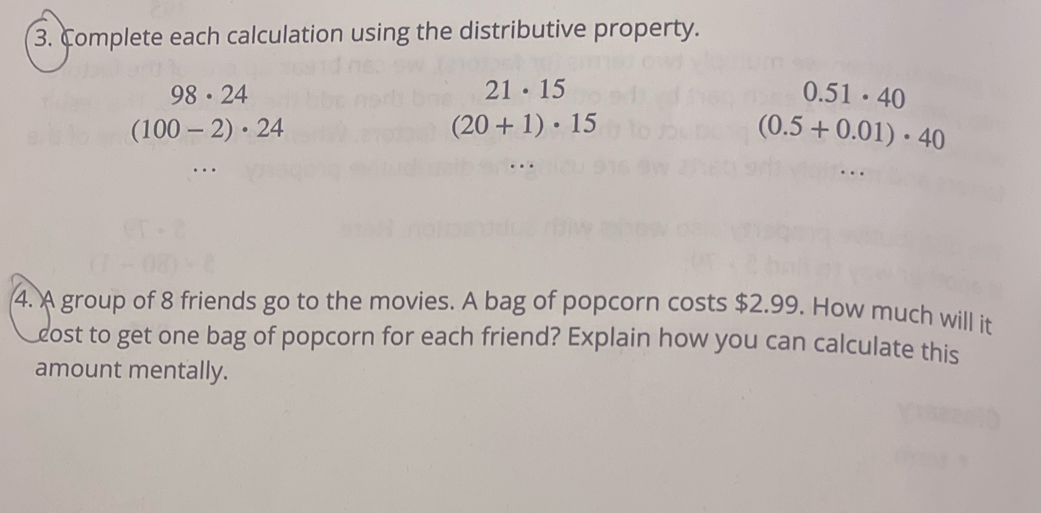 3. Complete each calculation using the