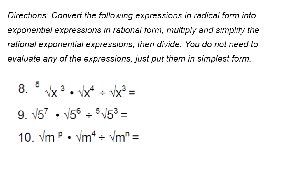 Part A Directions: Convert the following