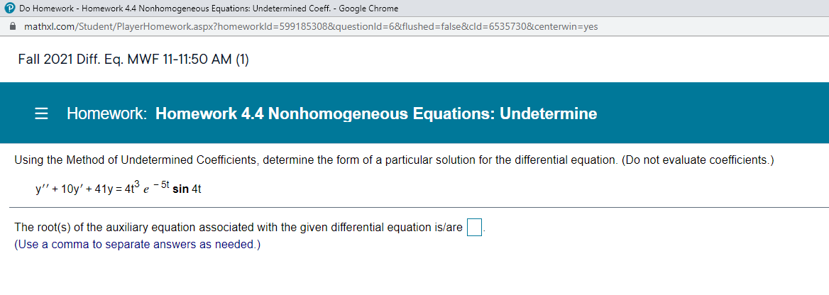 P Do Homework - Homework 4.4 Nonhomogeneous