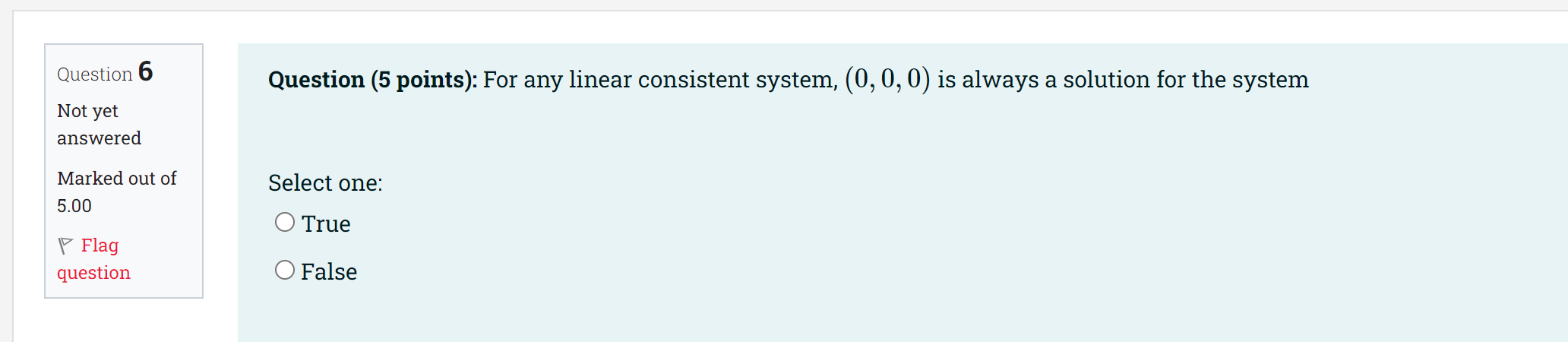 Question 5 Question (5 points): Not yet 5 -2