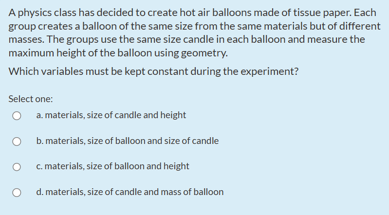 A physics class has decided to create hot air