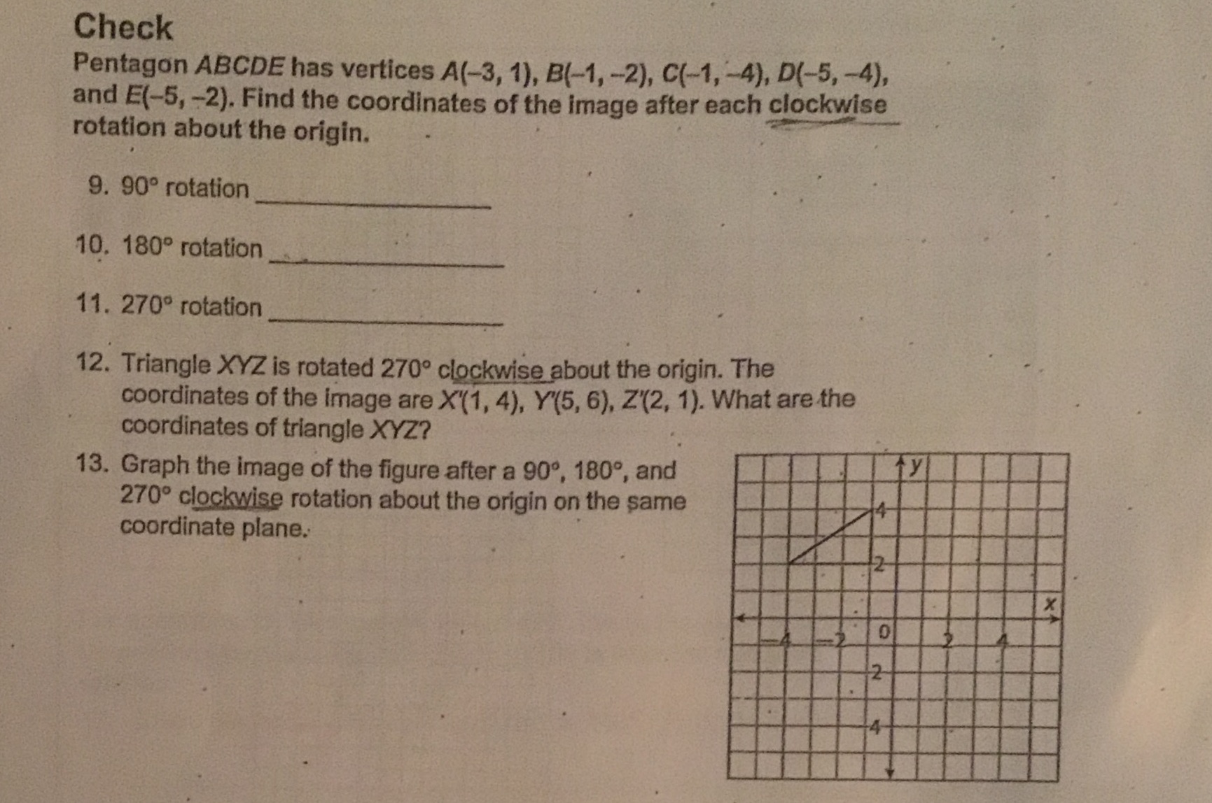 Check Pentagon ABCDE has vertices A(-3, 1), B(-1,