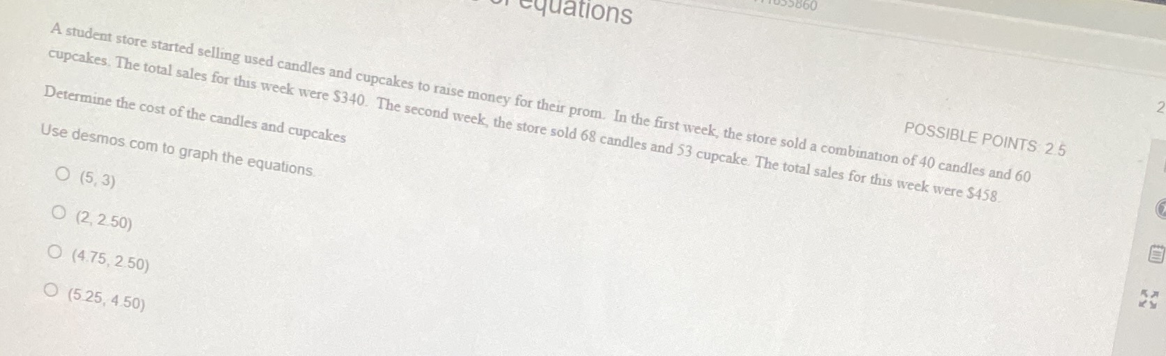 cquations POSSIBLE POINTS 2.5 A student store