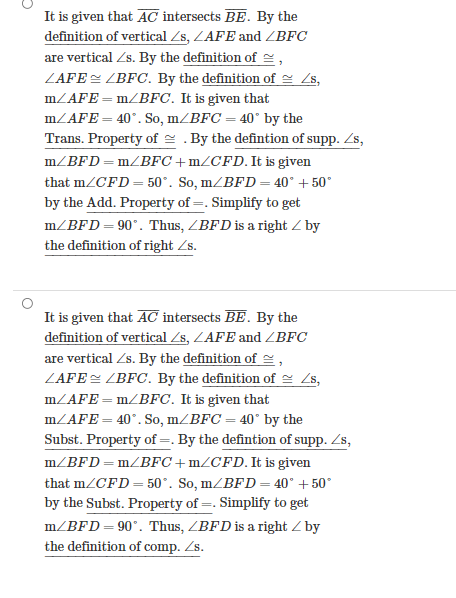 Number 1. It is given that AC intersects BE. By