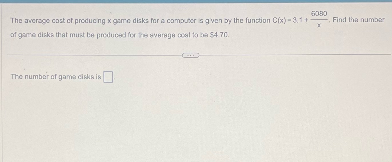 6080 The average cost of producing x game disks