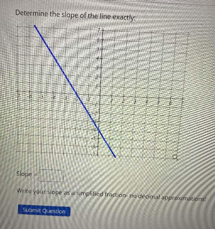 Determine the slope of the line exactly Slope