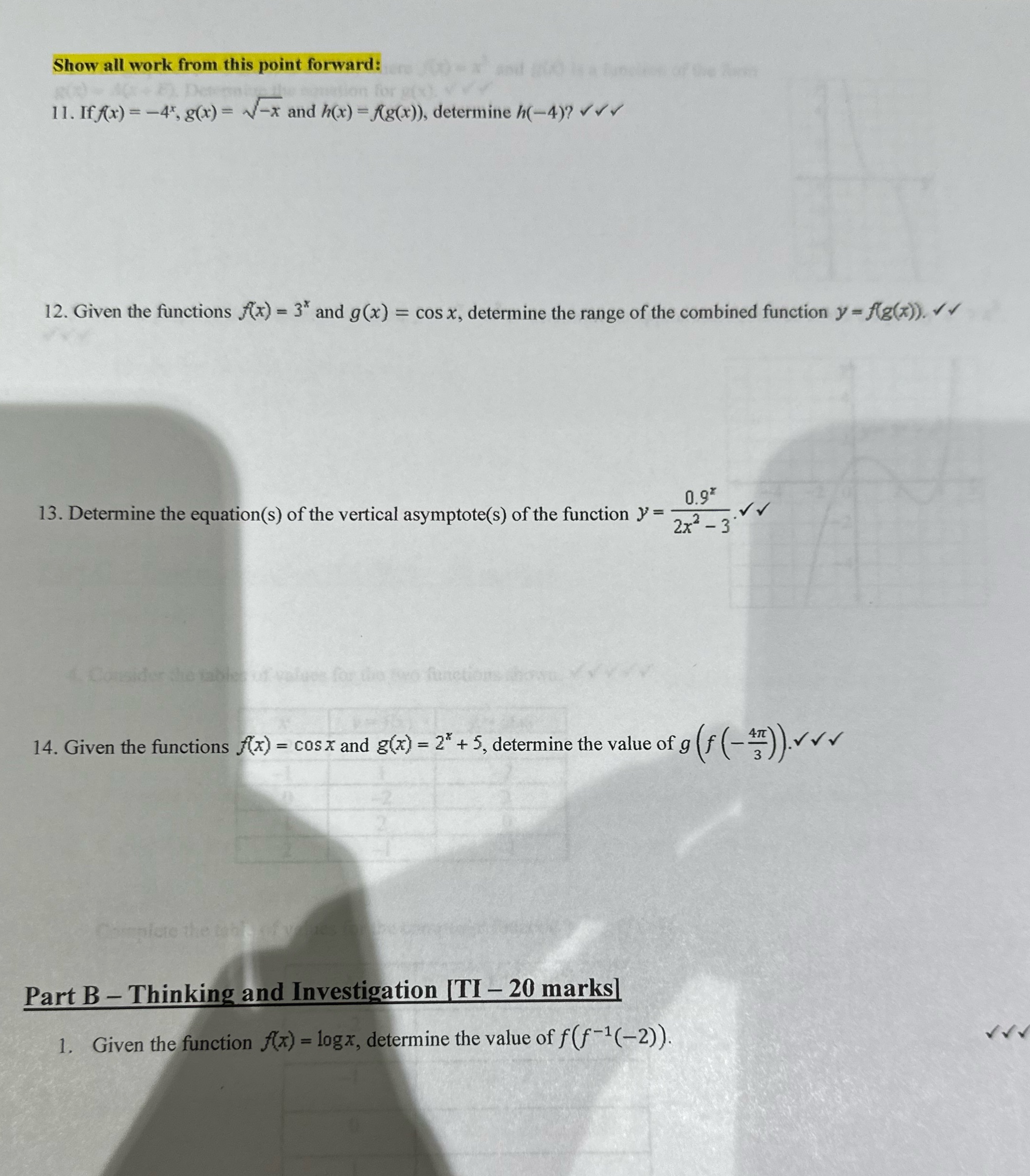 Show all work from this point forward: 1 1. If