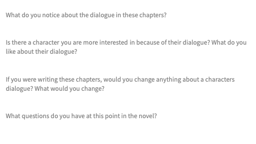 Character Development (Chapters 2-6) Before