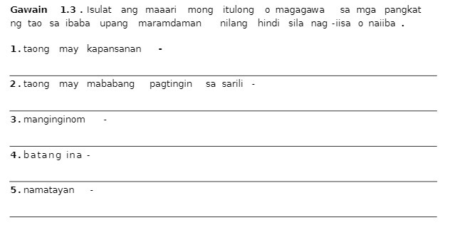 Gawain 1.3 . Isulat ang maaari mong itulong o