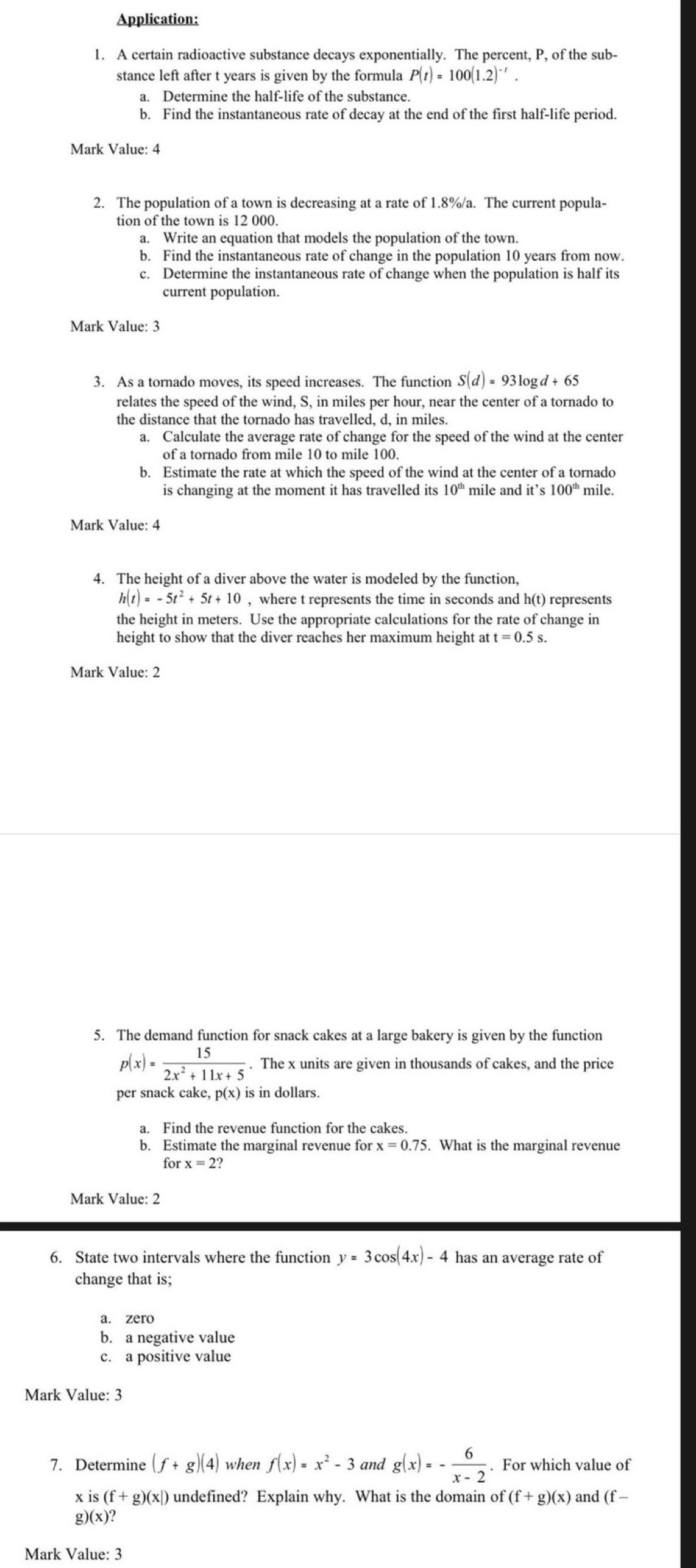 Question 1-7 Application: 1. A certain