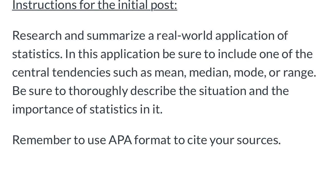 Instructions for the initial post: Research and