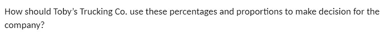 How should Toby's Trucking (In. use these