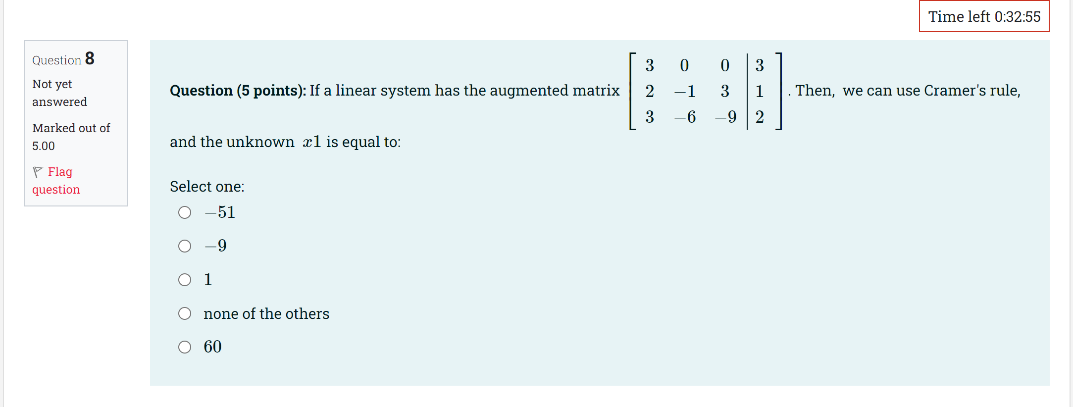 Question 8 Not yet answered Marked out of 500 '7