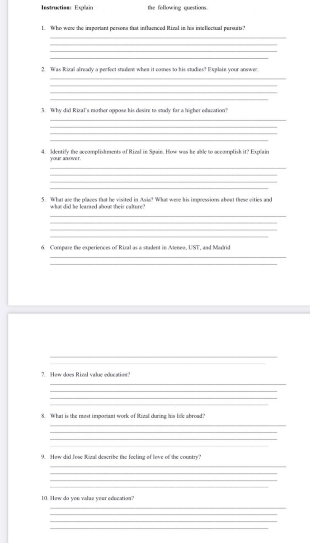 Instruction: Explain the following questions. 1.