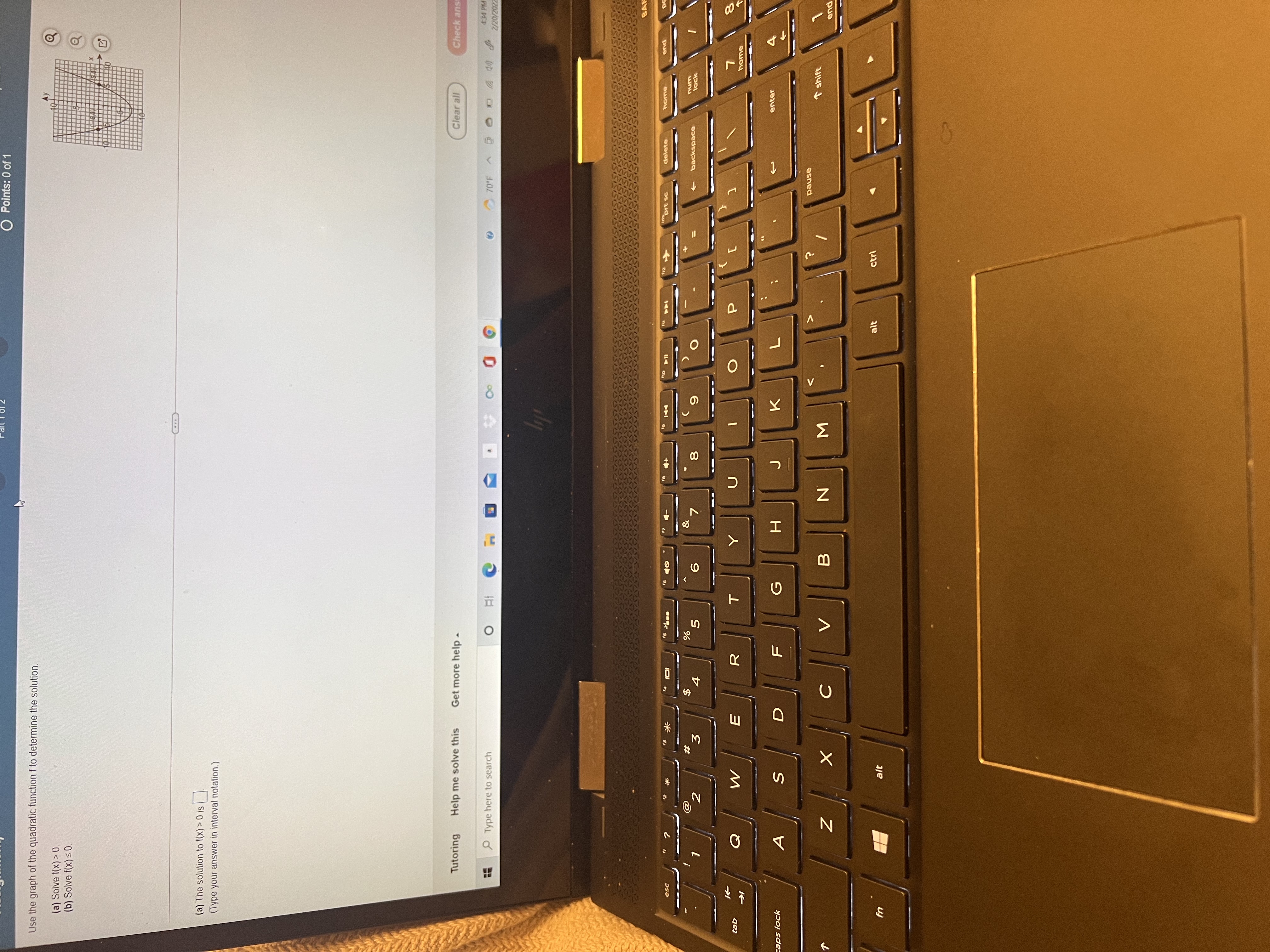 Points: 0 of 1 Use the graph of the quadratic