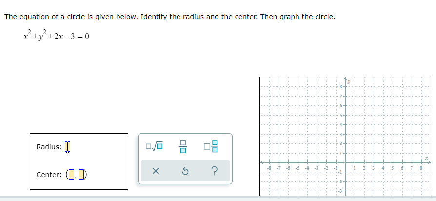 The equation of a circle is given below. Identify