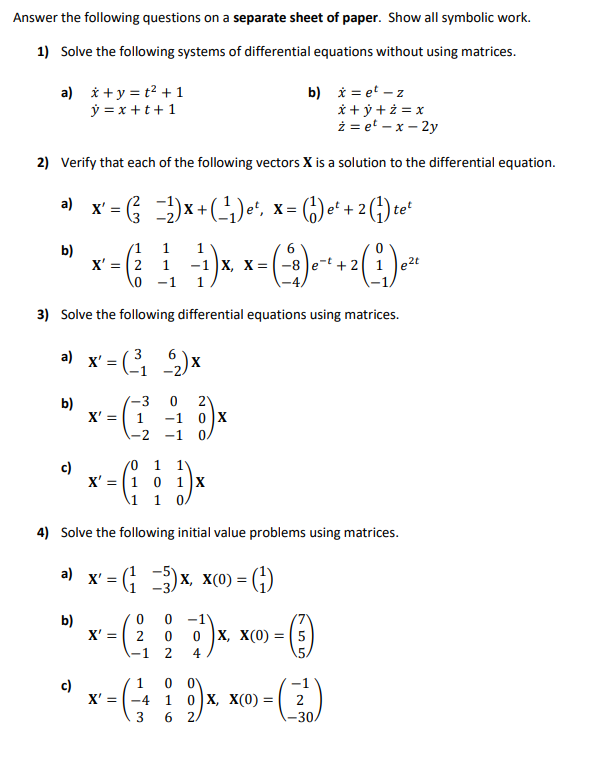 Answer the following questions on a separate