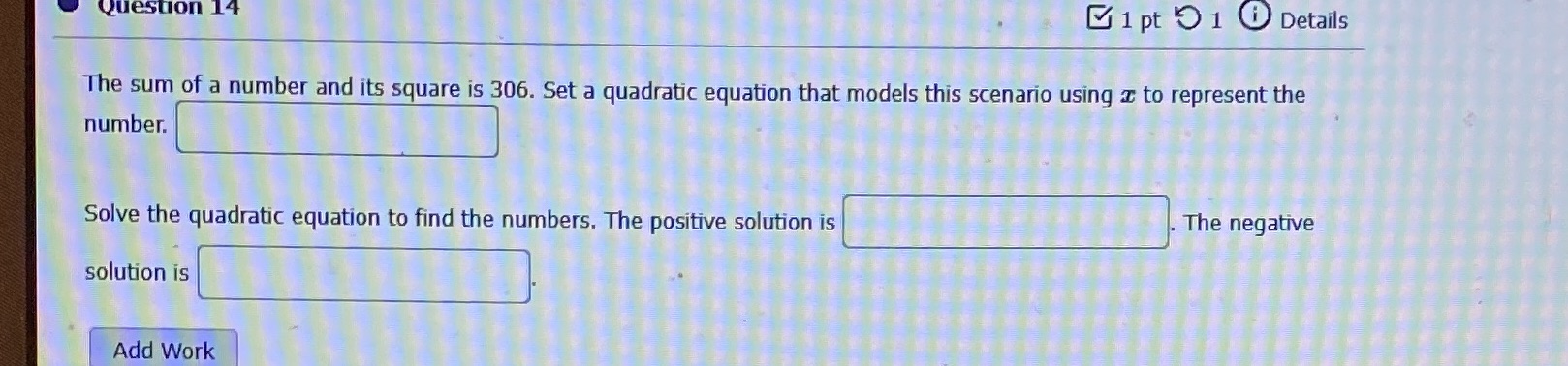 Question 14 1 pt 9 1 0 Details The sum of a