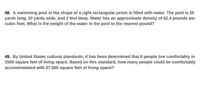 geometry question 48. A swimming pool in the