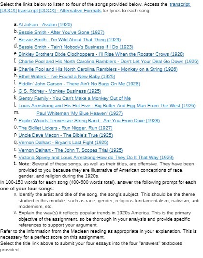 Select the links below to listen to four of the