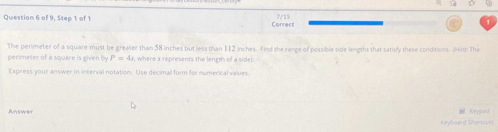 To Question 6 of 9, Step 1 of 1 7/15 Correct The