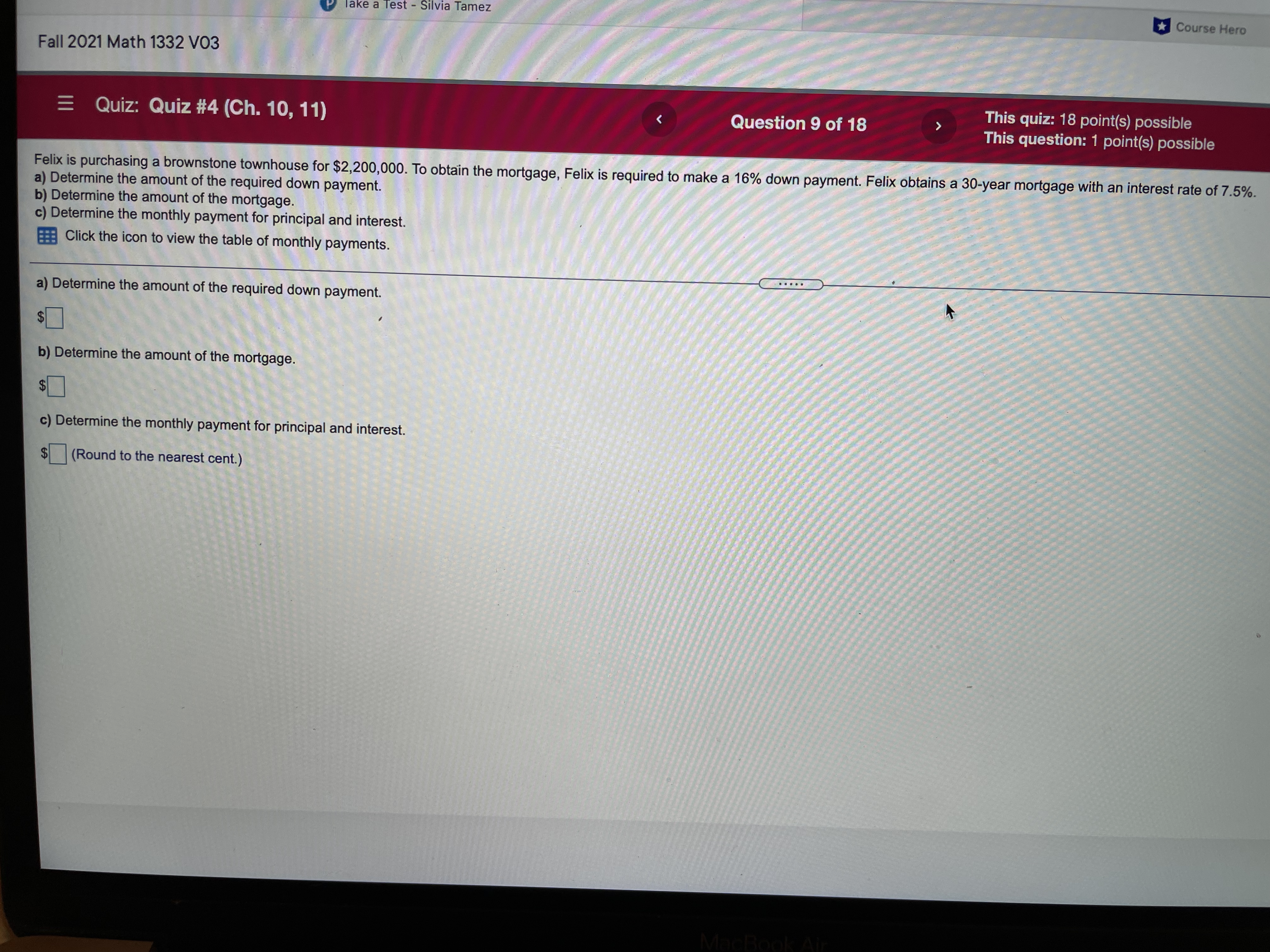 Take a Test - Silvia Tamez Course Hero Fall 2021