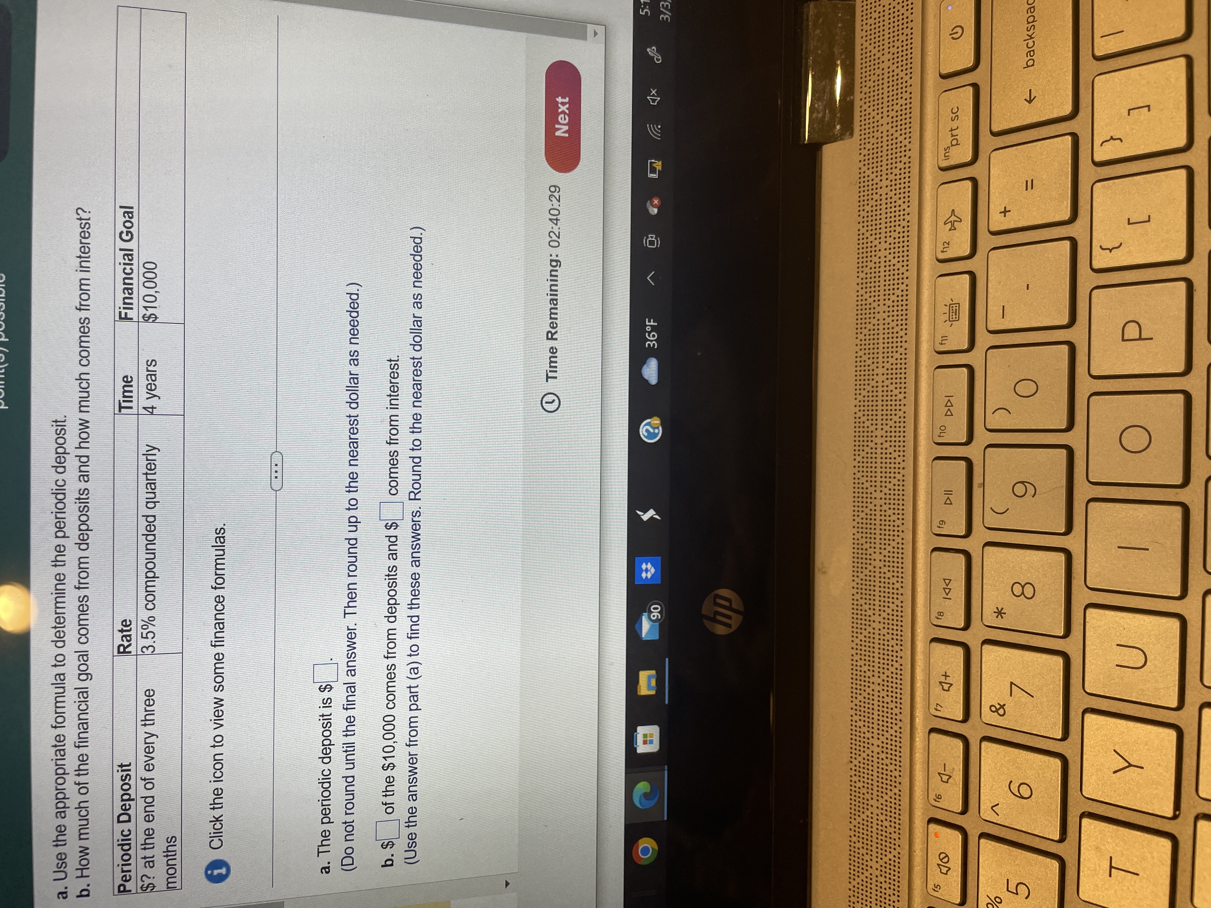 a. Use the appropriate formula to determine the