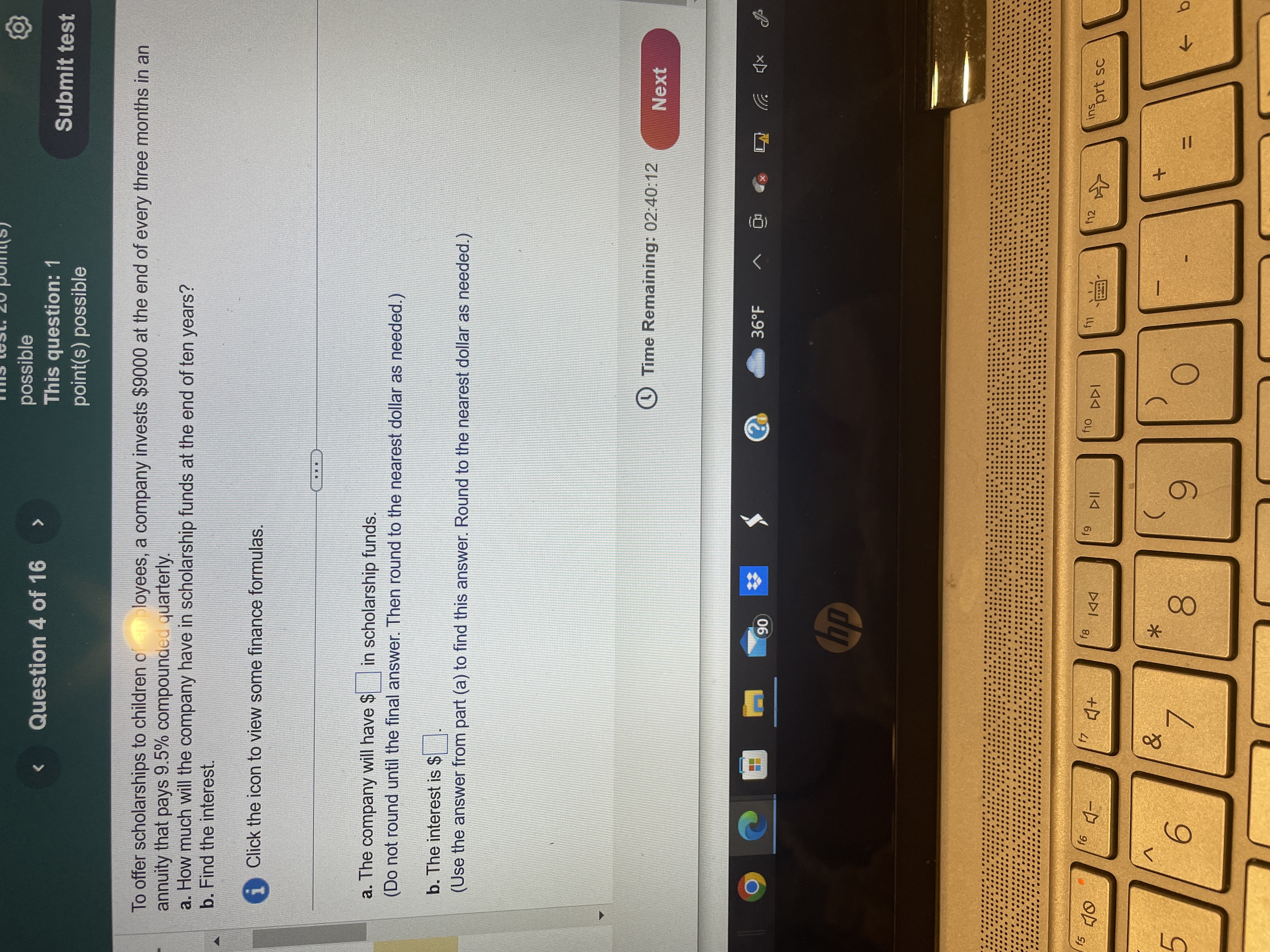 a. Use the appropriate formula to determine the