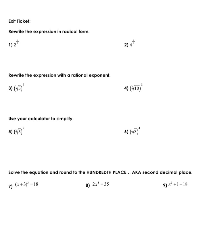 i need help with these problems Exit Ticket: