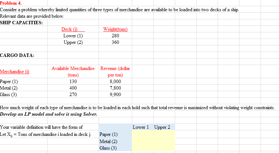 Problem 4. Consider a problem whereby limited