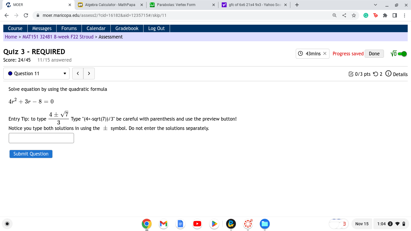 MOER X @Algebra Calculator - MathPapa X