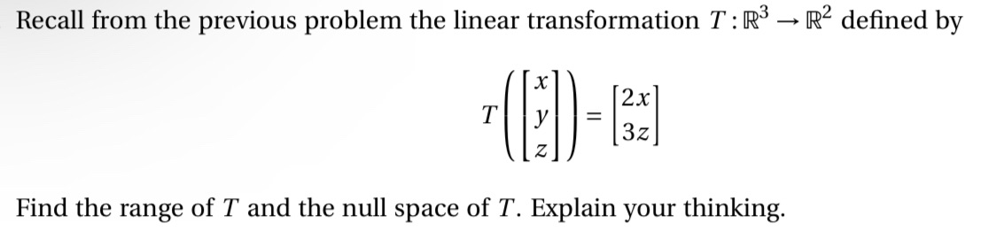 Recall from the previous problem the linear