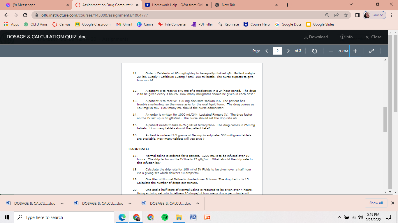~ (9) Messenger X Assignment on Drug ComputationX