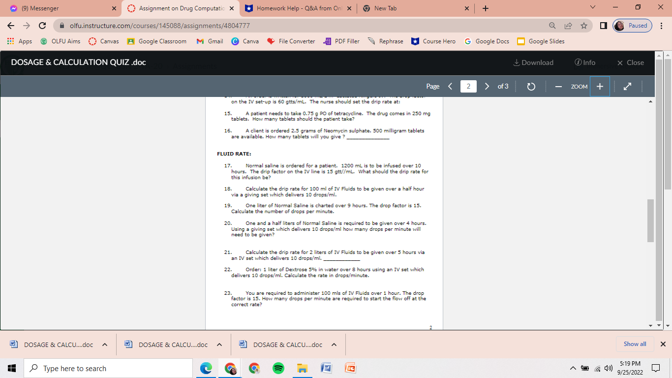 ~ (9) Messenger X Assignment on Drug ComputationX