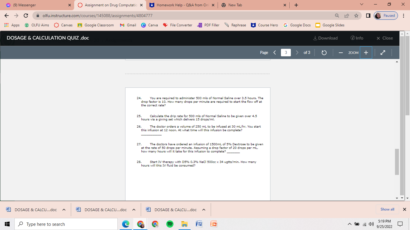 ~ (9) Messenger X Assignment on Drug ComputationX