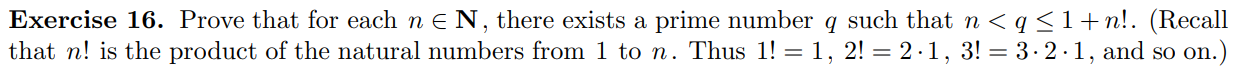 Exercise 16. Prove that for each n E N, there
