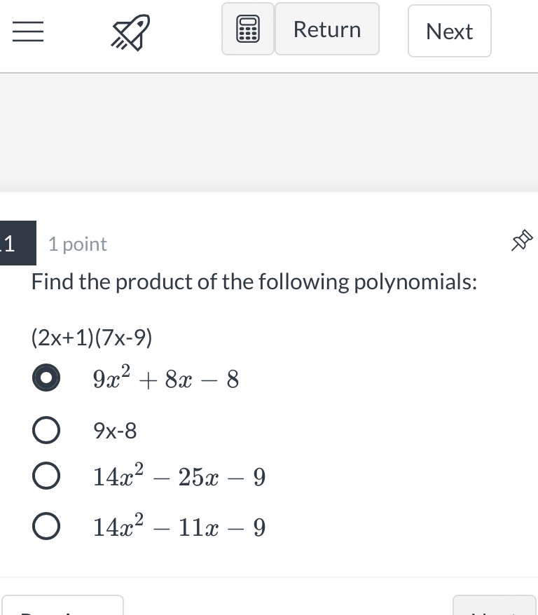 E 4'? Return Next 1 point 55? Find the