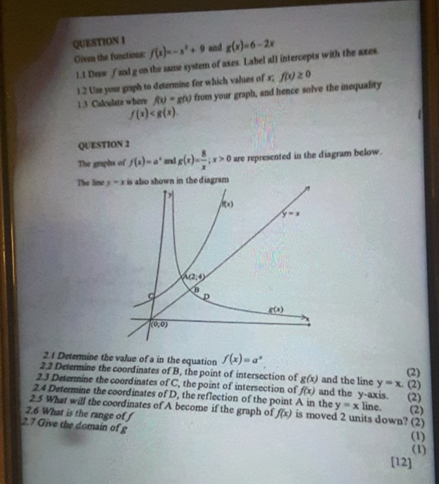 please show calculations QUESTION I Given the