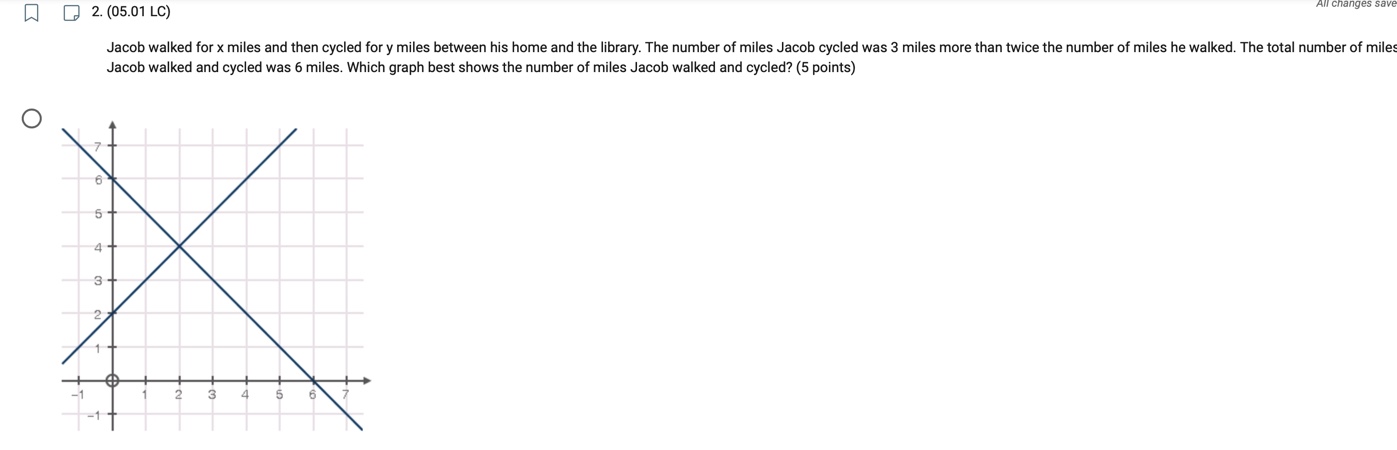 \f2. (05.01 LC) Jacob walked for x miles and then