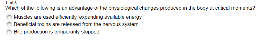 1 of 8 Which of the following is an advantage of