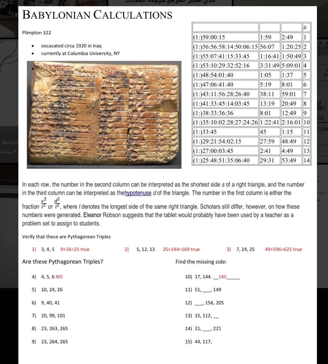 I need answers from 4 to 15 BABYLONIAN