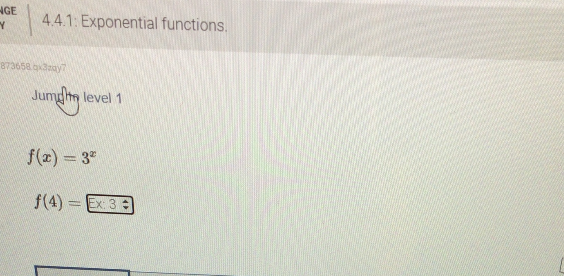 IGE 4.4.1: Exponential functions. 873658.qx3zay7