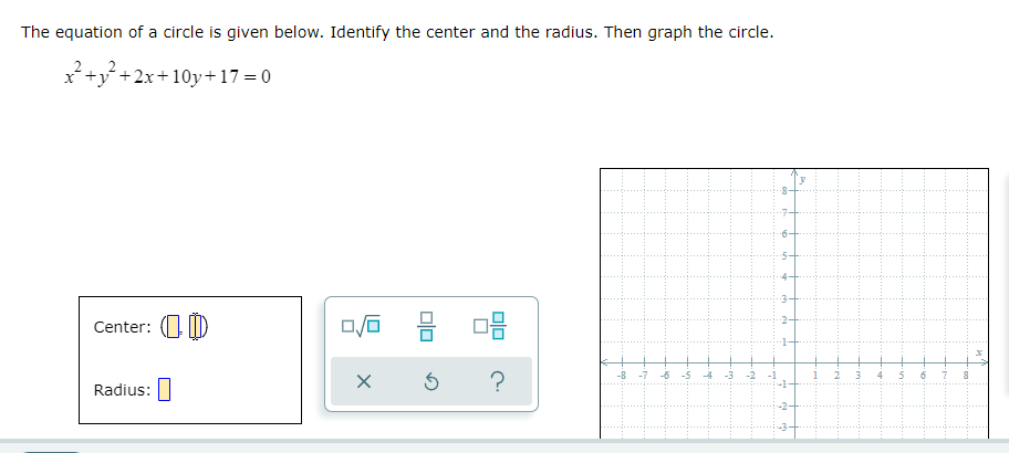 The equation of a circle is given below. Identify